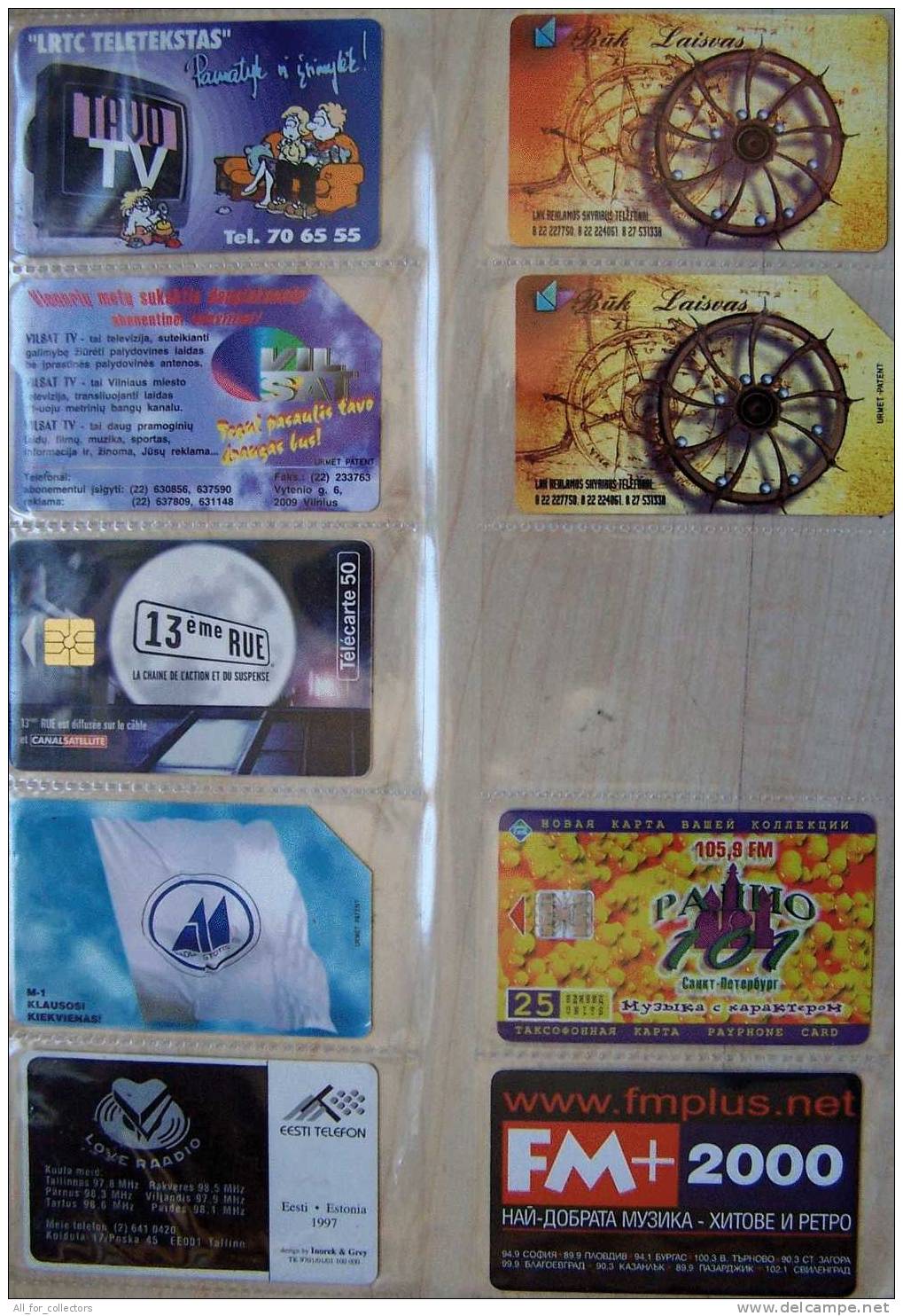 Interesting COLLECTION Of 9 Different TV  Television RADIO Cards Cartes Karten. VilSat LNK FM - Collections
