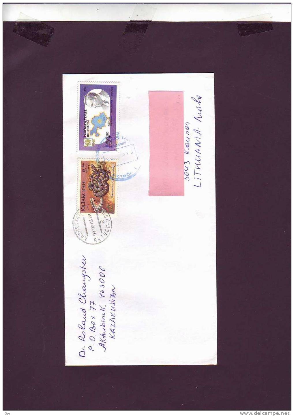 KAZAKISTAN  2005 - Lettera  Per La Lituania (serpente) - Kazajstán