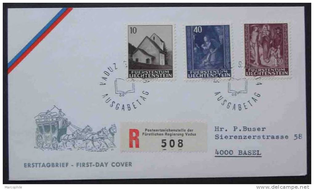 LICHTENSTEIN - NOEL  / 1964 LETTRE RECOMMANDEE FDC DU # 394 AU 396 (ref 1129) - Covers & Documents