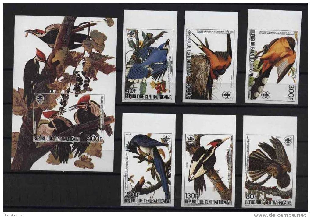 Central Africa Birds/Scouts/Audubon Mi#1114-19B Bl#320B MNH - Autres & Non Classés