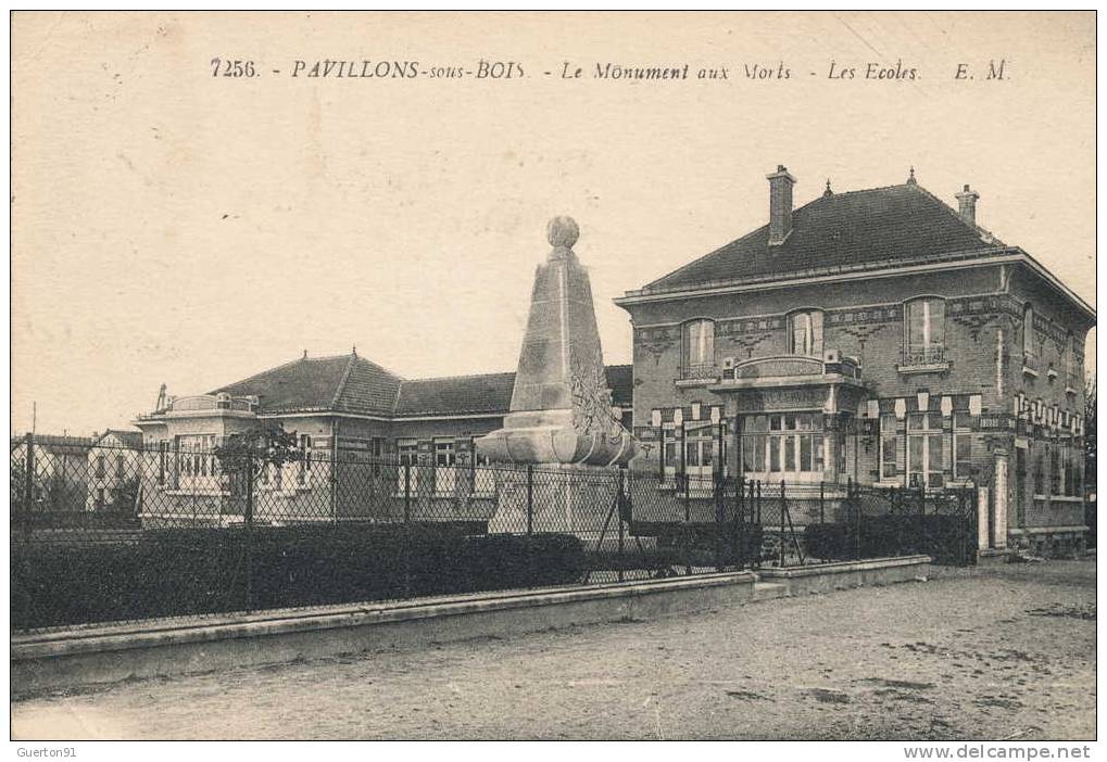 CPA (93)  PAVILLONS-sous-BOIS  /  Le Monuments Aux Morts - Les Écoles - - Les Pavillons Sous Bois