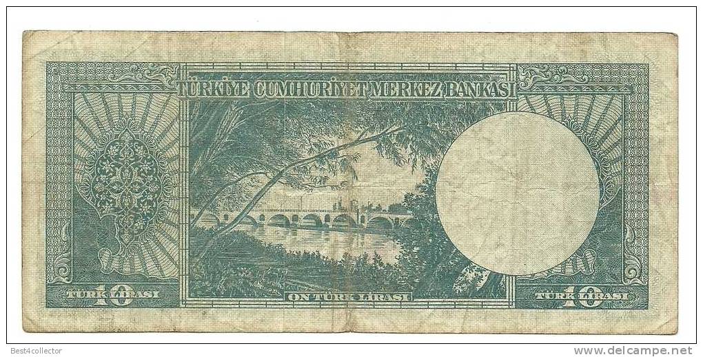 @@@ 10 Turkish Lira (TL)-1963-Serial# A47-091639-Condition: VG - Turchia