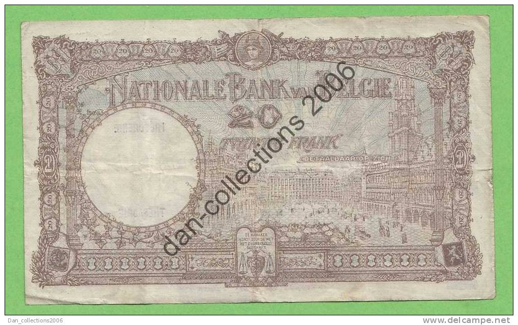 LOT N° A212 * BELGIQUE*BILLET DE 20 FRANCS *13/01/1931 TYPE *1919*SERIE NATIONAL*TRESORERIE-THESAURIE *LOT A169* - 20 Francs