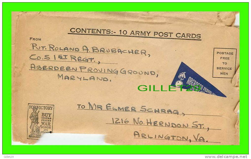 ABERDEEN PROVING GROUND, MD - ORIGINAL ENVELOPPE - ORDNANCE TRAINING CENTER - W.R. THOMPSON CO - - Other & Unclassified