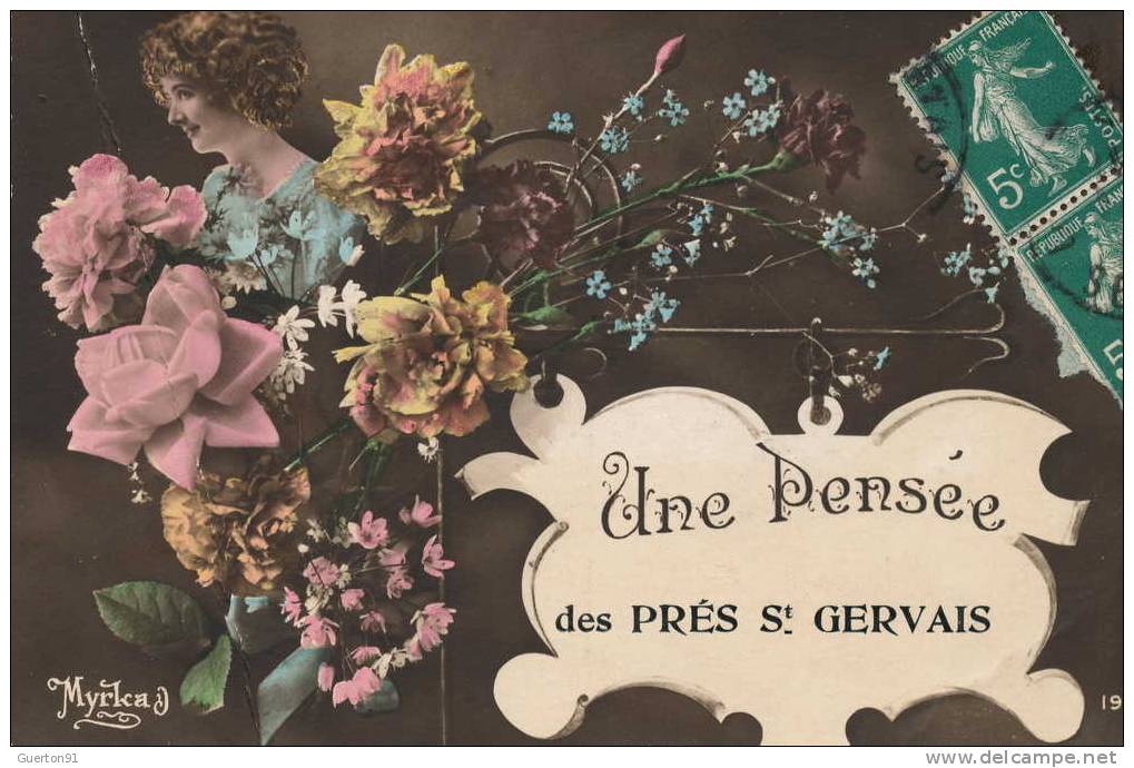 CPA (93)  PRÉ-SAINT-GERVAIS  /  Une Pensée Des Prés St - Gervais  (défaut Gauche) - Le Pre Saint Gervais