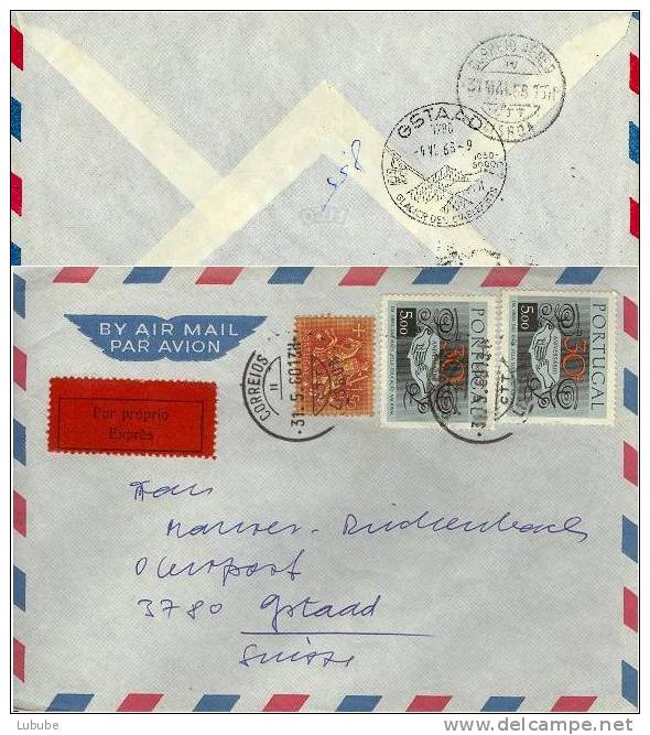 Luftpost Express Brief  Lisboa - Gstaad         1968 - Cartas & Documentos