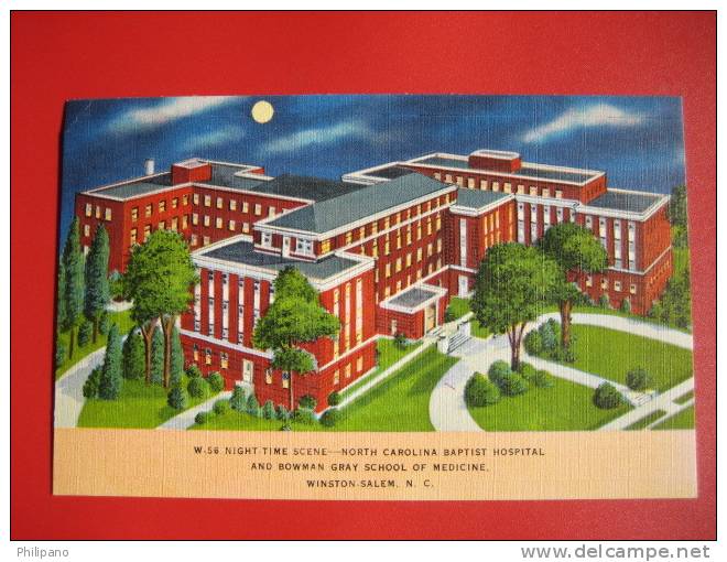 Winston Salen NC--- Nite Scene Baptist Hospital & Gray School Of Medicine Linen ---------=========ref 159 - Winston Salem