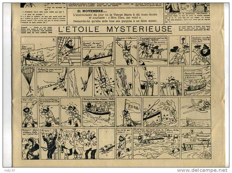 - COEURS VAILLANTS . N°46  1943 . AVEC TINTIN L´ETOILE MYSTERIEUSE EN FEUILLETON - Tintin