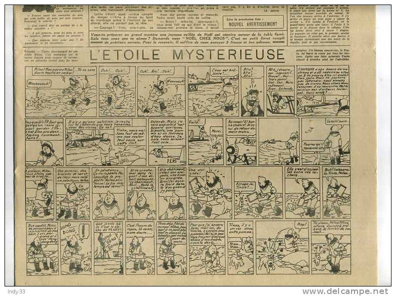 - COEURS VAILLANTS . N°47  1943 . AVEC TINTIN L´ETOILE MYSTERIEUSE EN FEUILLETON - Tintin