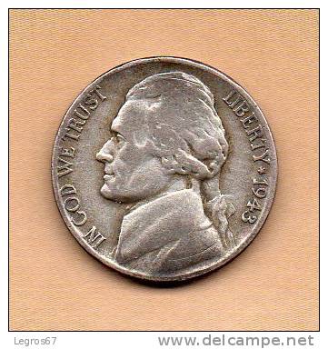 PIECE DE 5 CENTS 1943 - ETATS UNIS - 1938-…: Jefferson