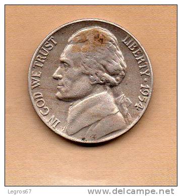 PIECE DE 5 CENTS 1954 - ETATS UNIS - 1938-…: Jefferson