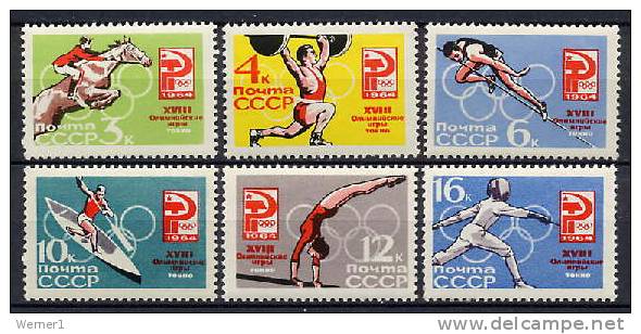 USSR Russia 1964 Olympic Games Tokyo, Rowing, Fencing Etc. Set Of 6 MNH - Summer 1964: Tokyo