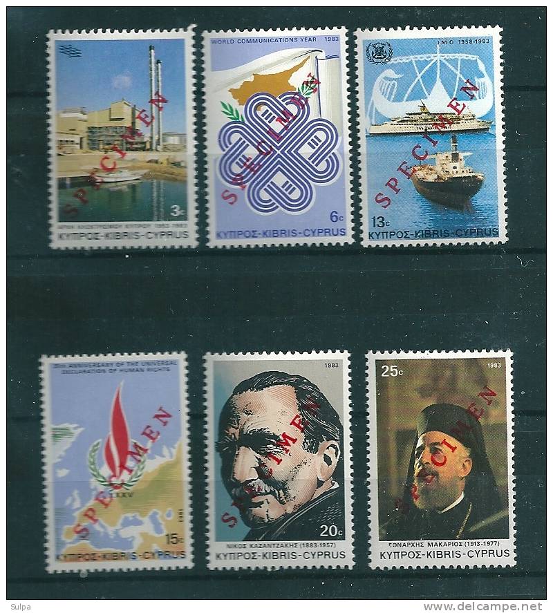 Chypre,  SPECIMEN , évènements 1983 : électricité, Communications Tanker, Kazantzakis, Makarios III - Neufs