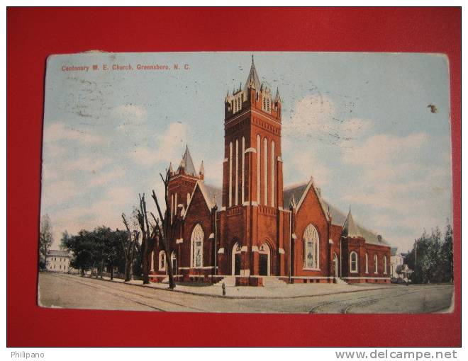 Greensboro NC  Centenary M.E. Church 1910 Cancel  ----------=========ref 160 - Greensboro