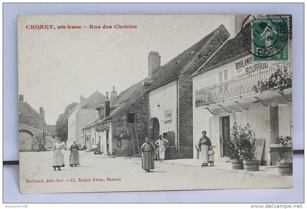 Chorey Les Beaune Rue Des Chobins ( Animée Boulangerie) Rare - Autres & Non Classés