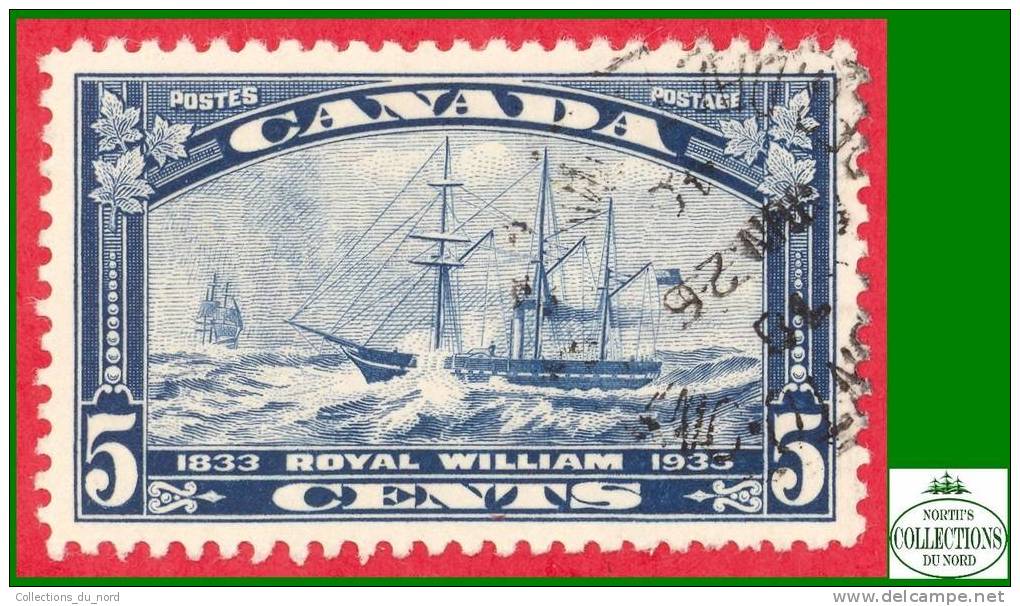 Canada # 204 Scott - Unitrade - O - 5 Cents - Royal William Ship / Bateau - Voilier - Usati