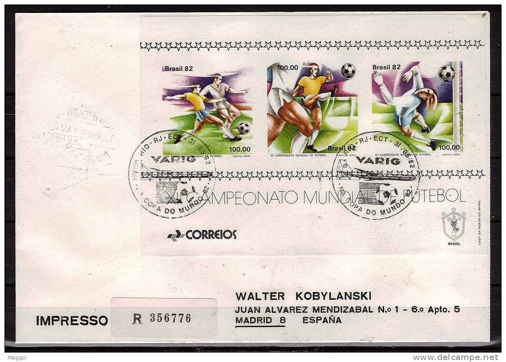 BRESIL  Cover Recommandé  VARIG   Cup 1982   Football  Soccer  Fussball - 1982 – Espagne