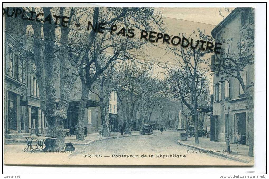 - TRETS - ( B-du-Rh ) -  Boulevard De La République, Bars, Voiture Ancienne, Rare, 1928, BE, Scans.. - Trets