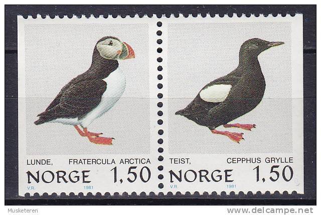 Norway 1981 Zusammendruck Aus Markenheftch W 14 (Mi. 829-30) Birds Vögel Sea Parrot MNH** - Carnets