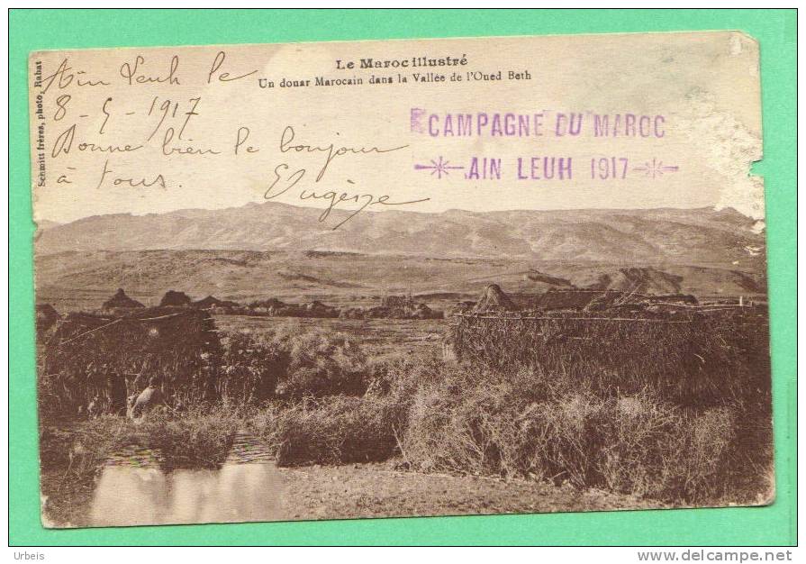 CPA Guerre Cachet "campagne Du Maroc Ain-Leuh 1917" Oued-Beth - Autres & Non Classés