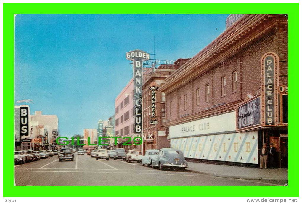 RENO, NV - CENTER STREET - GOLDEN BANK CLUB - PALACE CLUB - ANIMATED OLD CARS - - Reno