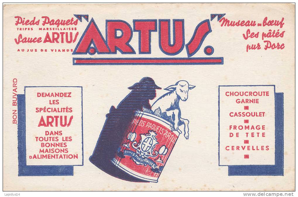 BU 498 /BUVARD -  ARTUS CONSERVES  TRIPES MUSEAU DE BOEUF  CHOUCROUTE CASSOULET - Alimentare