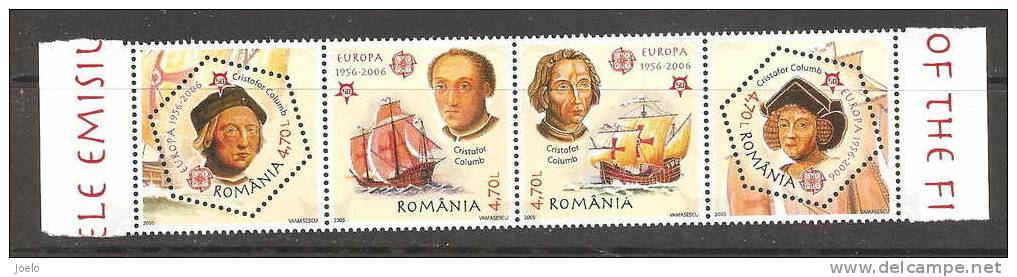 ROMANIA 2005 DISCOVERY OF AMERICA STRIP MNH - Unused Stamps