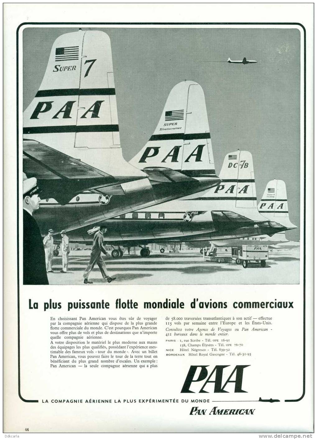 Reclame Uit 1956 - PAA Pan American Airlines - Aviation - Publicités