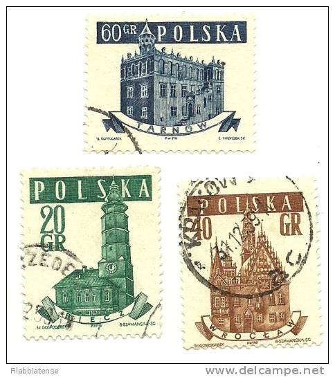 1958 - Polonia 923/25 Monumenti C417    ----- - Gebraucht