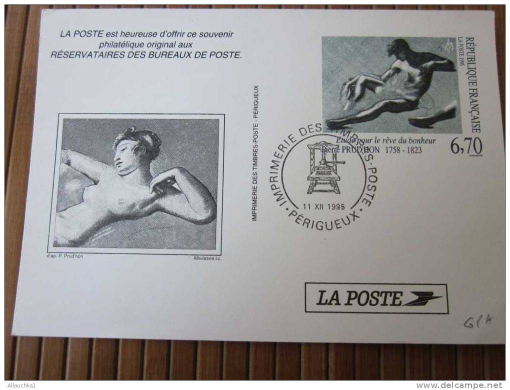 ENTIER POSTAL ETUDE POUR LE REVE ET LE BONHEUR 1995 >SOUVENIR PHILATELIQUE > AUX RESERVATAIRES SERIE LIMITée - Pseudo-officiële  Postwaardestukken