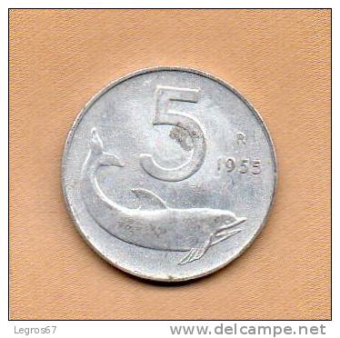 PIECE DE 5 LIRES 1955 - ITALIE - 5 Lire