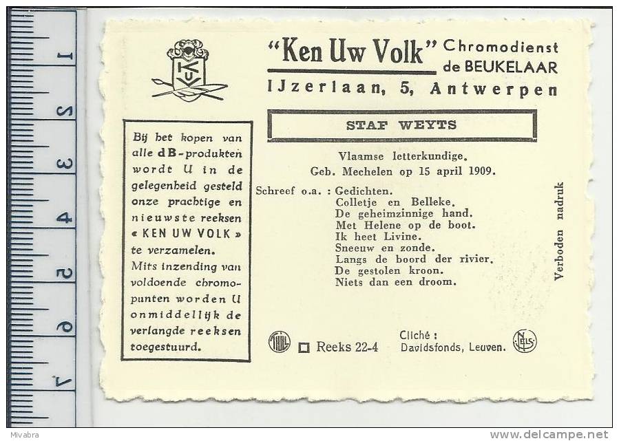 MECHELEN - STAF WEYTS - LETTERKUNDIGE - CHROMO DE BEUKELAAR - De Beukelaer