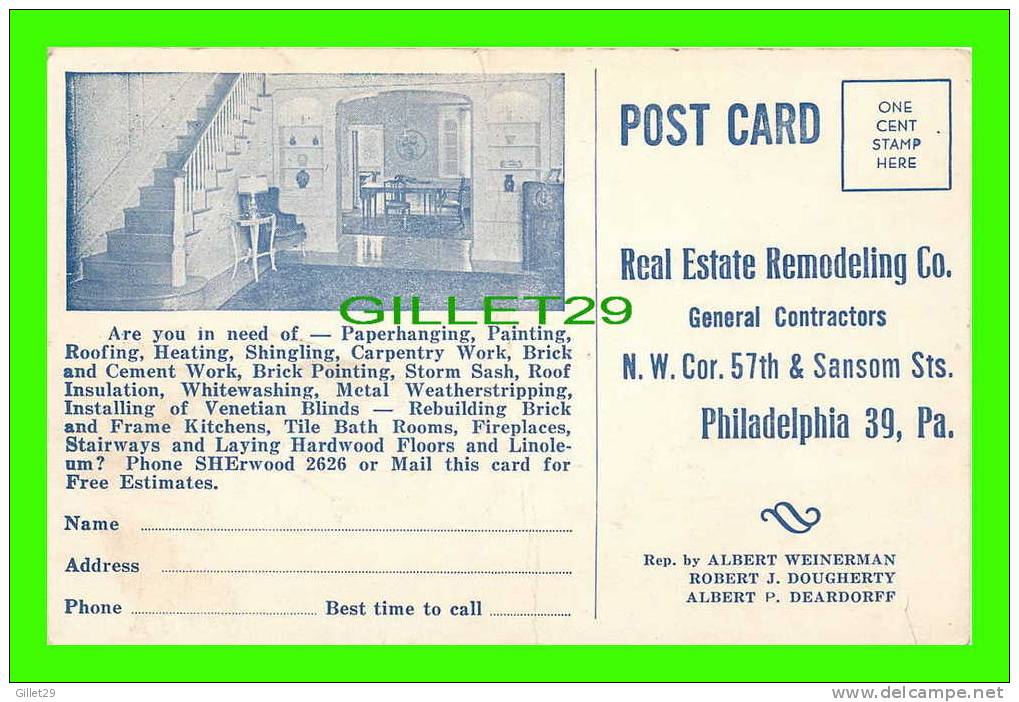 PHILADELPHIA, PA - REAL ESTATE REMODELING CO - ADVERTISING - - Philadelphia