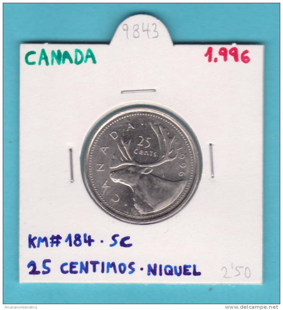 CANADA  25  CENTIMOS  1996  KM#184   SC/UNC             DL-9843 - Canada