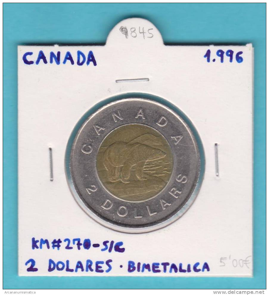 CANADA  2  DOLARES  1996  Bimetalica  KM#270   SC/UNC             DL-9845 - Canada