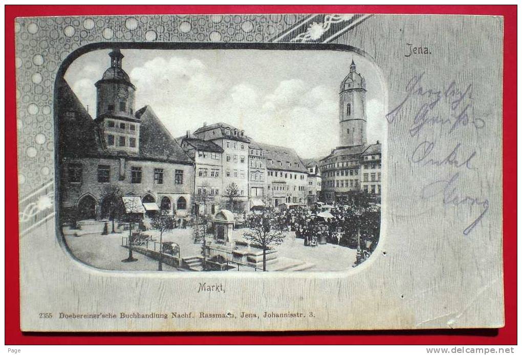 Jena,Markt,1901,Bahnpoststempel,Saalfeld,Zug 429,Jugendstilkarte - Jena