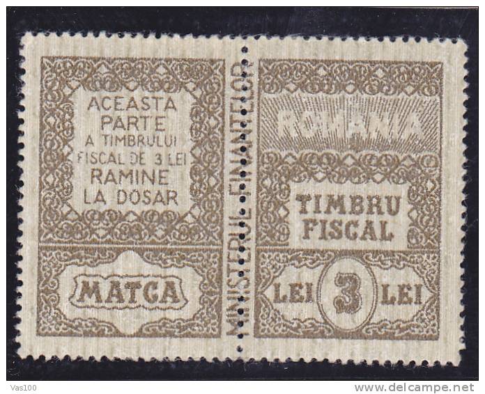 Revenue Fiscaux 3 Lei 1990,stamps MNH Romania. - Fiscale Zegels