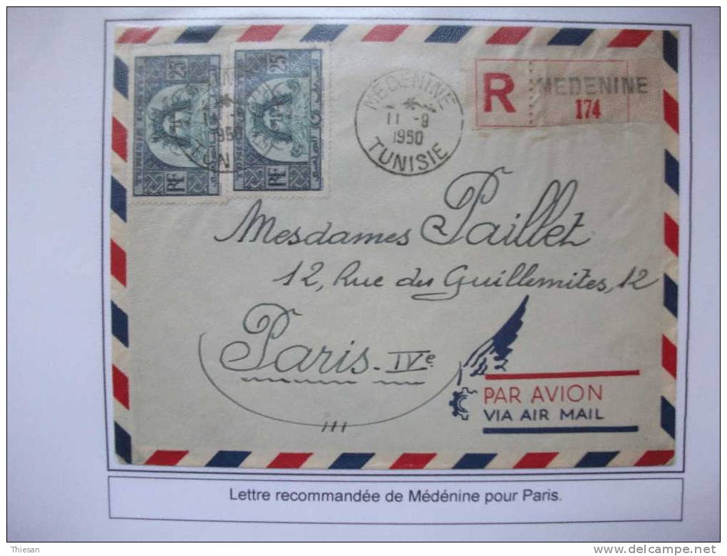 Tunisie Lettre Recommandée Cover Medenine 1950 . - Lettres & Documents