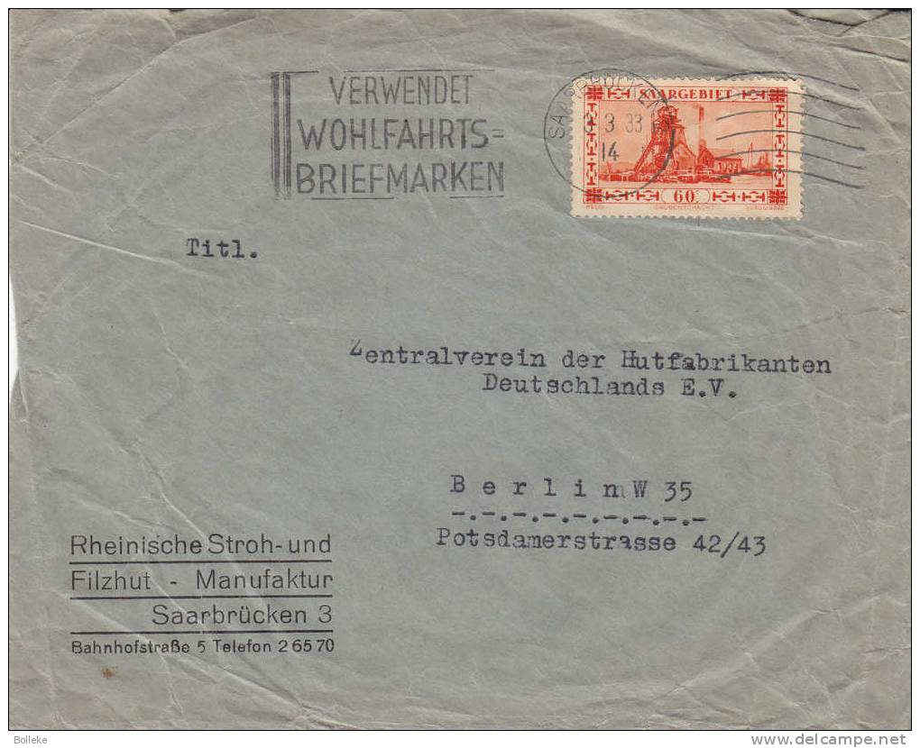 Sarre - Lettre De 1933 ° - Publicité Pour L´emploi De Beaux Timbres - Briefe U. Dokumente