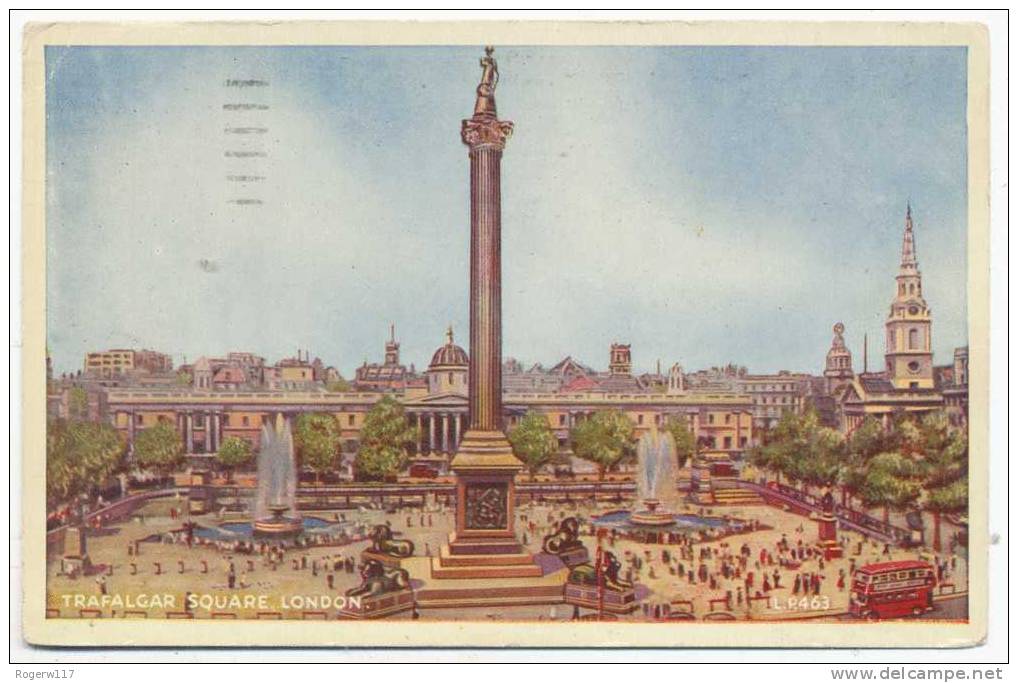 Trafalgar Square, London, 1955 Postcard - Trafalgar Square