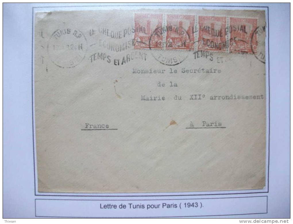 Tunisie Lettre Cover 1943 Tunis. OMEC Chèque Postal. - Brieven En Documenten