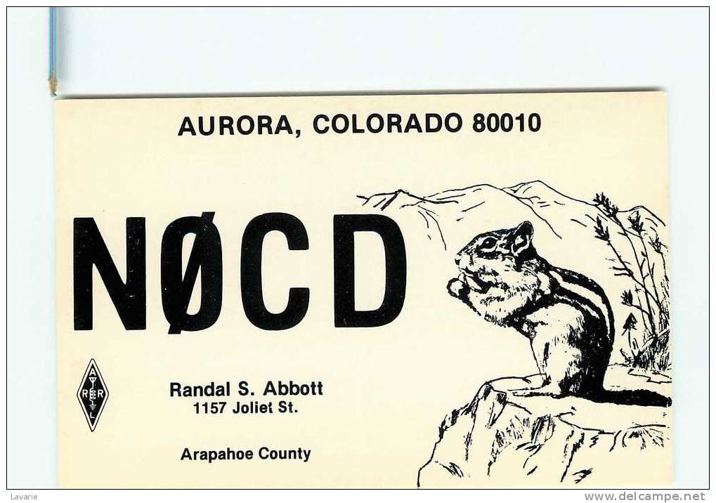 COLORADO - AURORA - ECUREUIL - MARMOTE - RANDAL S. ABOTT -  Carte Radio - Aurora (Colorado)