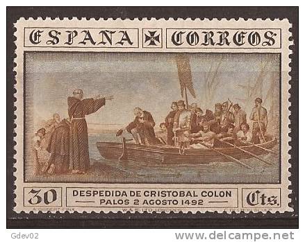 ES540SACF-LA547-TAN. Spain Espagne DESCUBRIMIENTO DE AMERICA Colon,barcos.1930 (Ed 540*).leve Charnela MAGNIFICOS - Nuevos