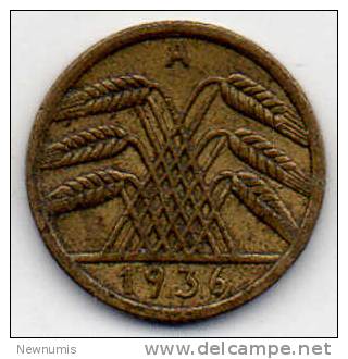 GERMANIA 5 REICHSPFENNING 1936 - 5 Reichspfennig