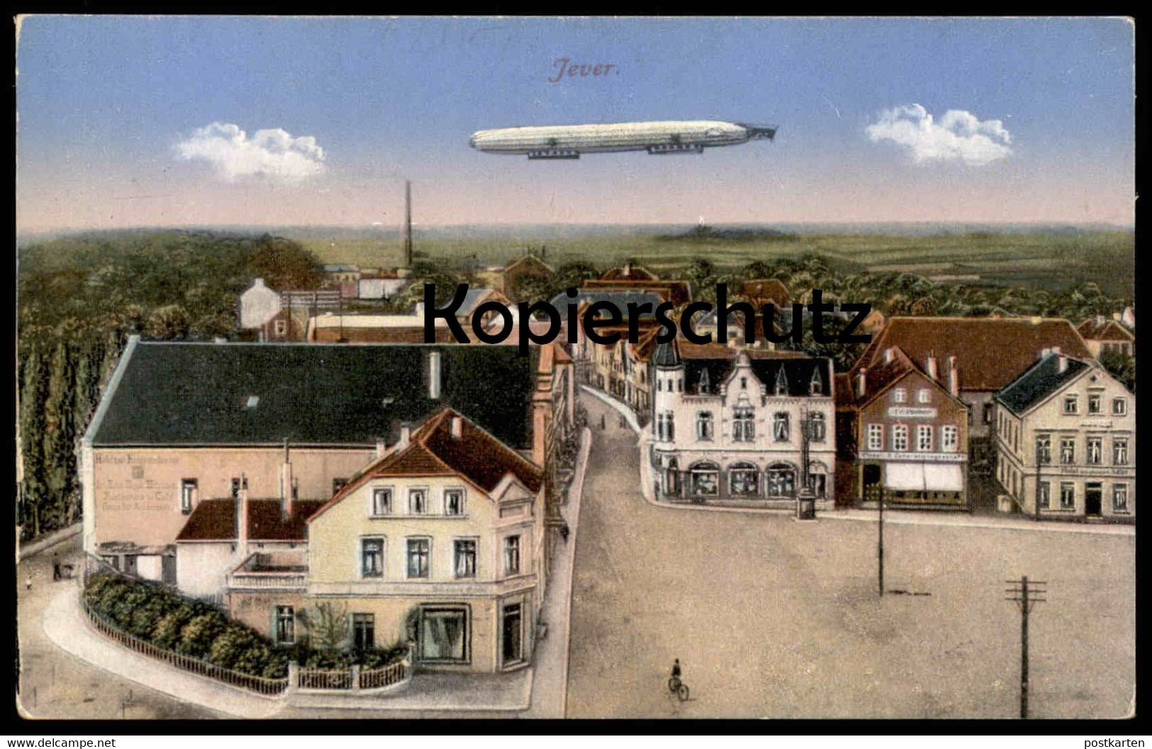 ALTE POSTKARTE JEVER PANORAMA MIT ZEPPELIN LUFTSCHIFF 1916 Airship Dirigible Dirigeable Ansichtskarte Postcard Cpa - Jever