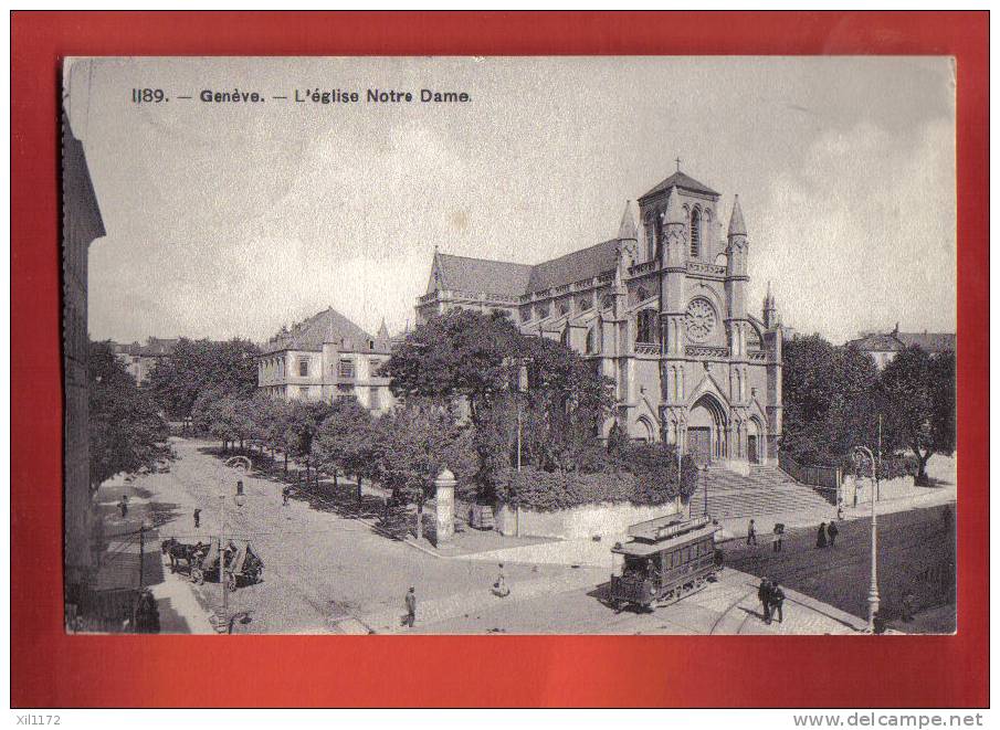 L668 Angle Chantepoulet Rue Cornavin,Tram Pub Montres Omega,Notre-Dame,attelage,ANIME.Cachet Vernier 1914,Phototypie1189 - Vernier