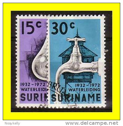 Eau -  1972  TP°  Obl   N° Yvert  554/5   -  Suriname - Surinam ... - 1975