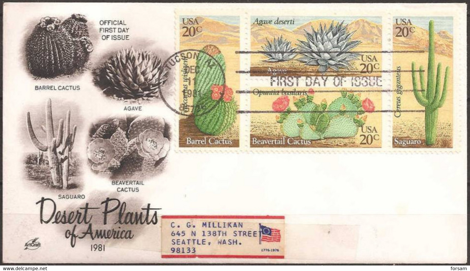 USA..1981..DECERT PLANTS Of  AMERICA ...FDC. - Cactusses