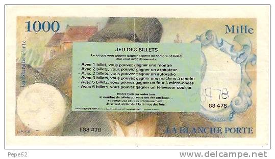 Billet -1000 Francs-la Blanche Porte-publicité- Jeu De Billet - Fictifs & Spécimens