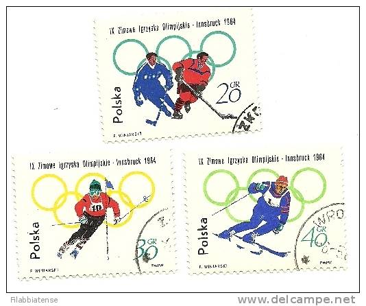 1964 - Polonia 1322/24 Olimpiadi Di Innsbruck C437     ----- - Hiver 1964: Innsbruck